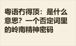 粤语冇得顶：是什么意思？一个否定词里的岭南精神密码